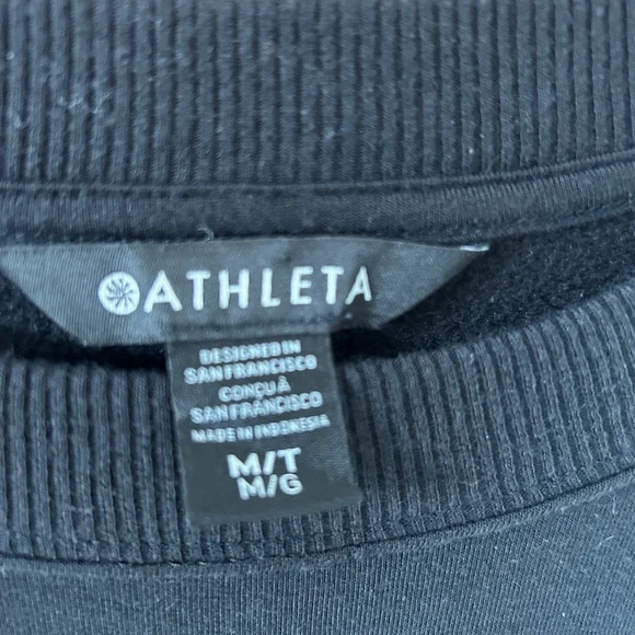 Athleta Coaster Luxe Sweatshirt Black Long Sleeve Dress Med Tall - Picture 4 of 7